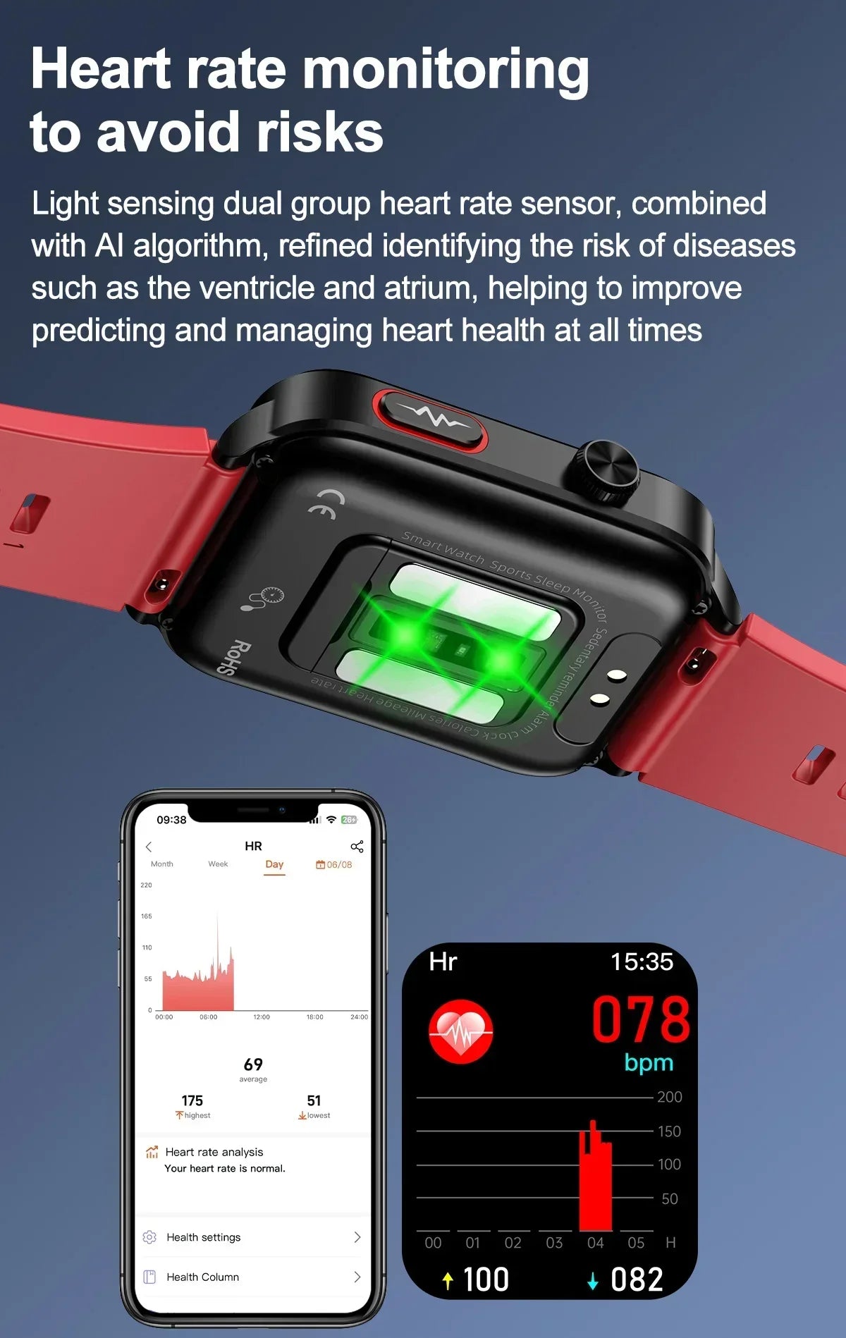 ساعة ذكية جديدة 2024 مع قياس ضغط الدم، مستوى السكر في الدم، ECG، بلوتوث، مكالمات، ومراقبة الصحة للأندرويد و IOS