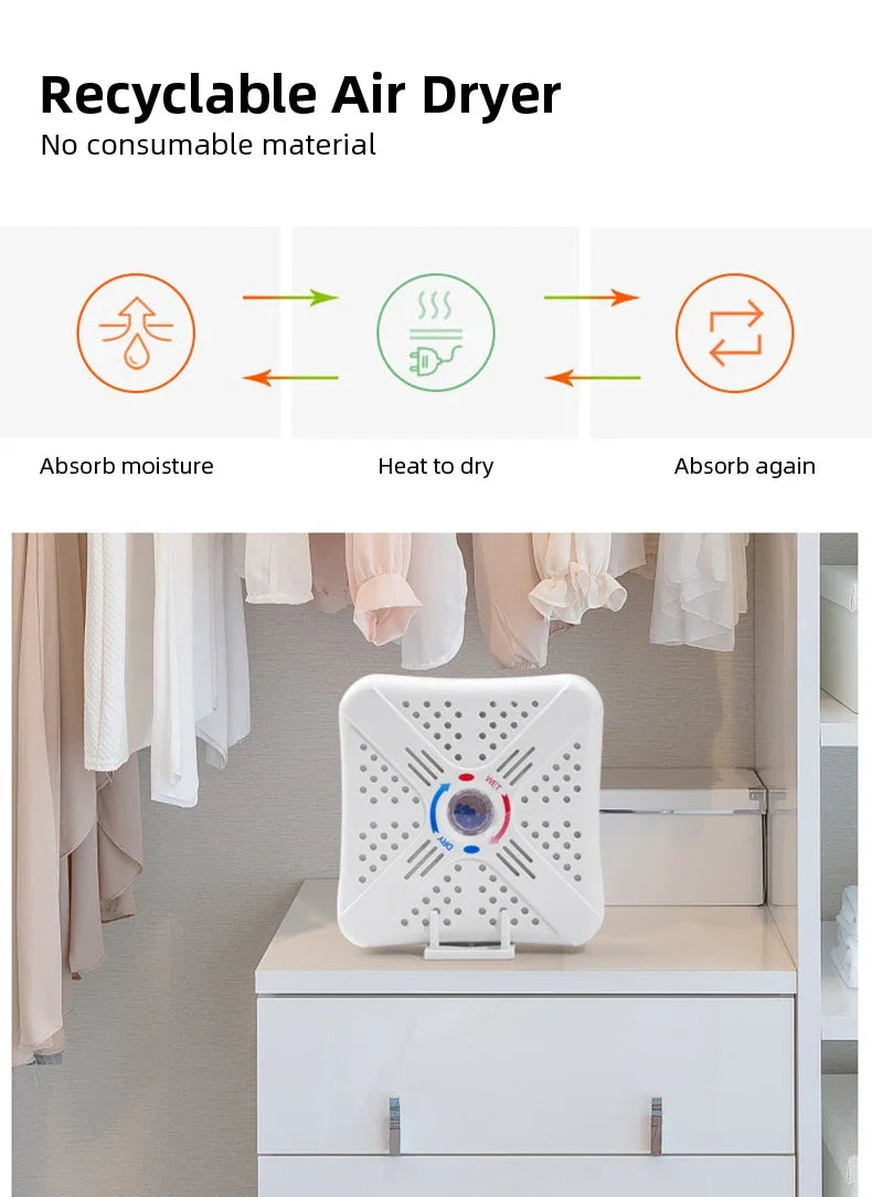 مجفف هواء محمول قابل لإعادة الاستخدام ماص للرطوبة لمنع العفن وتخفيض الرطوبة للدواليب وغرف النوم