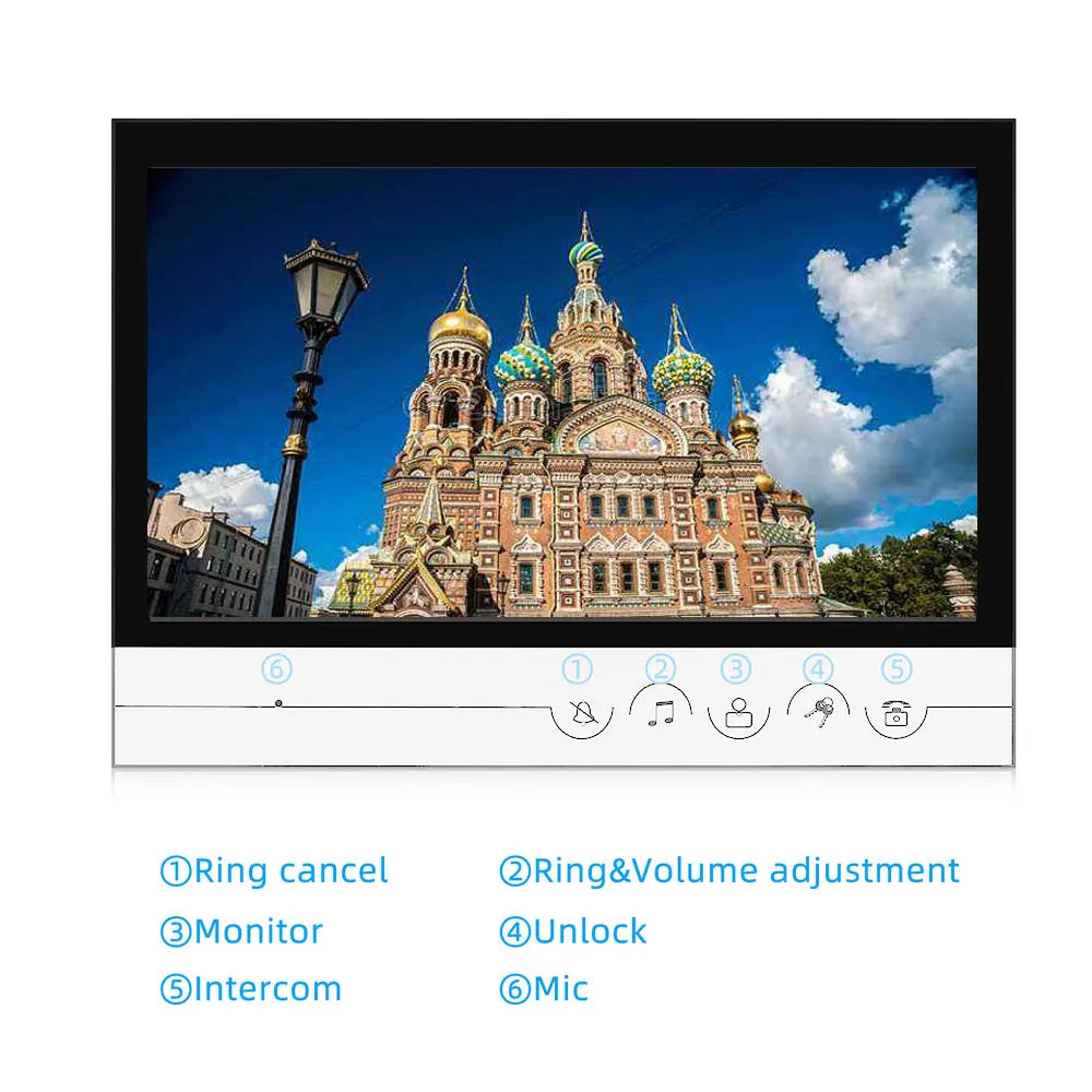 جرس باب فيديو خارجي بشاشة TFT مقاس 9 إنش مع اتصال سلكي وواي فاي، مقاوم للماء، مع خاصية الاتصال المرئي والتحكم في الوصول