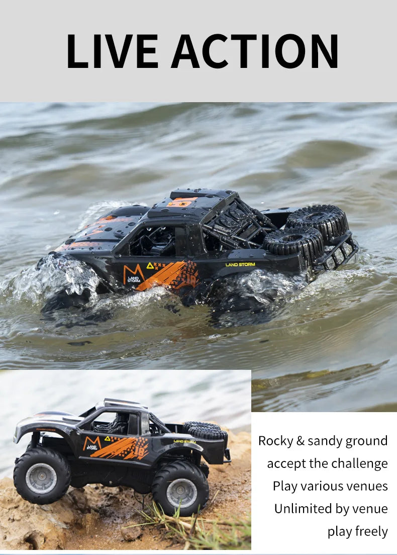 سيارة تحكم عن بعد amphibious 4WD قابلة للتسلق والقيادة على الماء والأرض، لعبة مائية للأطفال، هدية للصبية