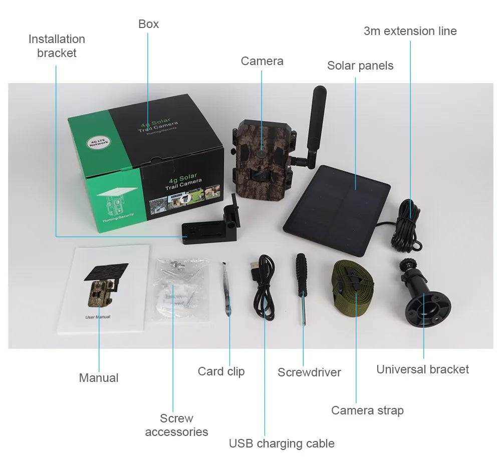 كاميرات أمان شمسية لاسلكية 4G من LS VISION للمراقبة الخارجية بدقة 2K HD مع رؤية ليلية بالأشعة تحت الحمراء وكشف للحيوانات/البشر