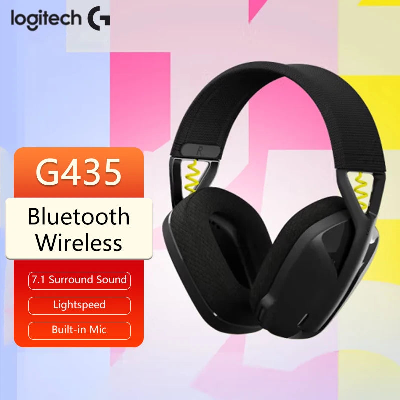 سماعة الألعاب اللاسلكية Logitech G435 LIGHTSPEED بتقنية البلوتوث مع صوت محيطي للكمبيوتر المحمول والألعاب والموسيقى