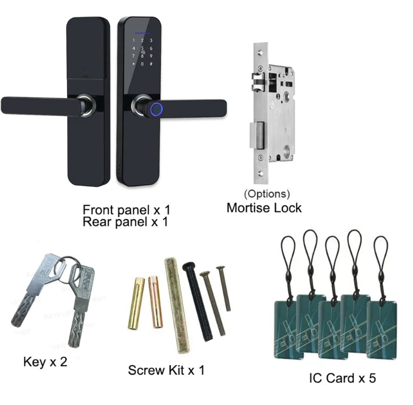 قفل باب ذكي إلكتروني مقاوم للماء RAYKUBE F005 بتقنية الواي فاي مع بصمة الأصبع/بطاقة ذكية/كلمة مرور/مفتاح/فتح عبر التطبيق IP65