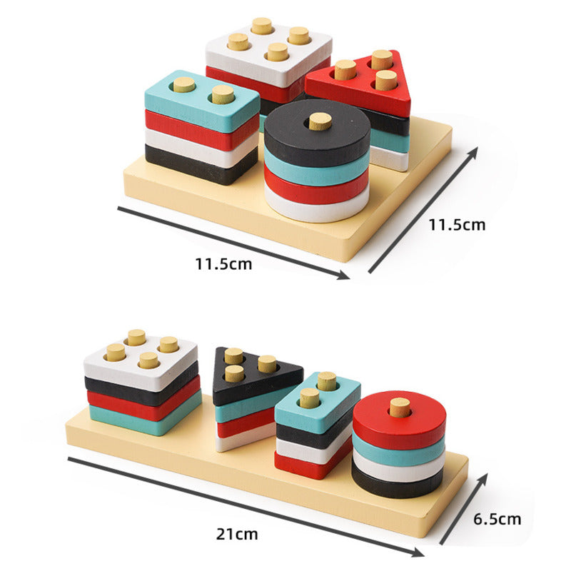 ألعاب تعليمية على شكل أشكال هندسية لتطوير الحواس للأطفال - كتل بناء Montessori للهدايا التعليمية